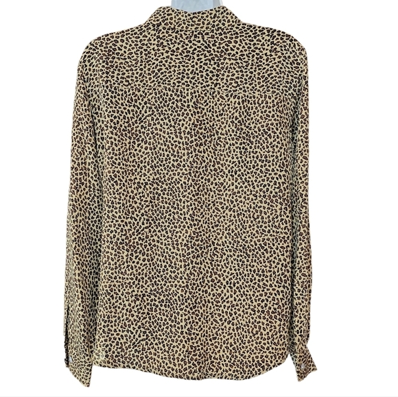 Spencer Jeremy Petites 100% Silk Leopard Print Long Sleeve Button-Down Blouse MP - Picture 4 of 10